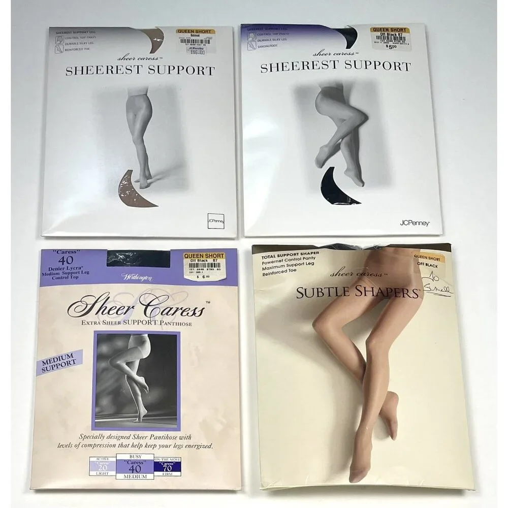 12pr VTG Womens Queen Short HOSIERY Pantyhose Stockings JCPenney NIP NEW